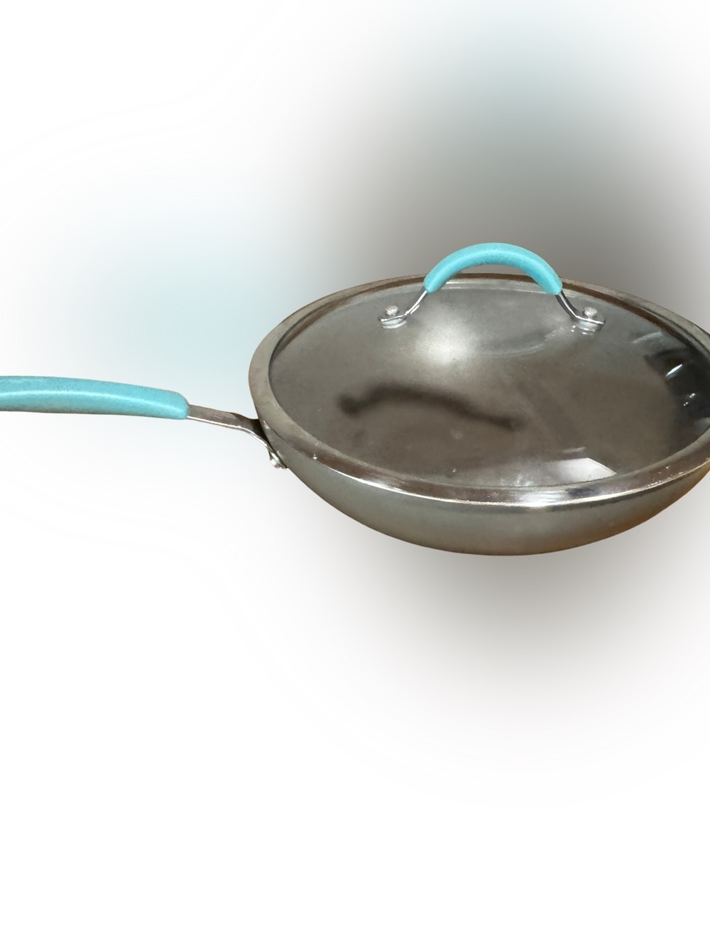 Rachael Ray Porcelain Skillet Teal Silicone Handle Accent & Lid
